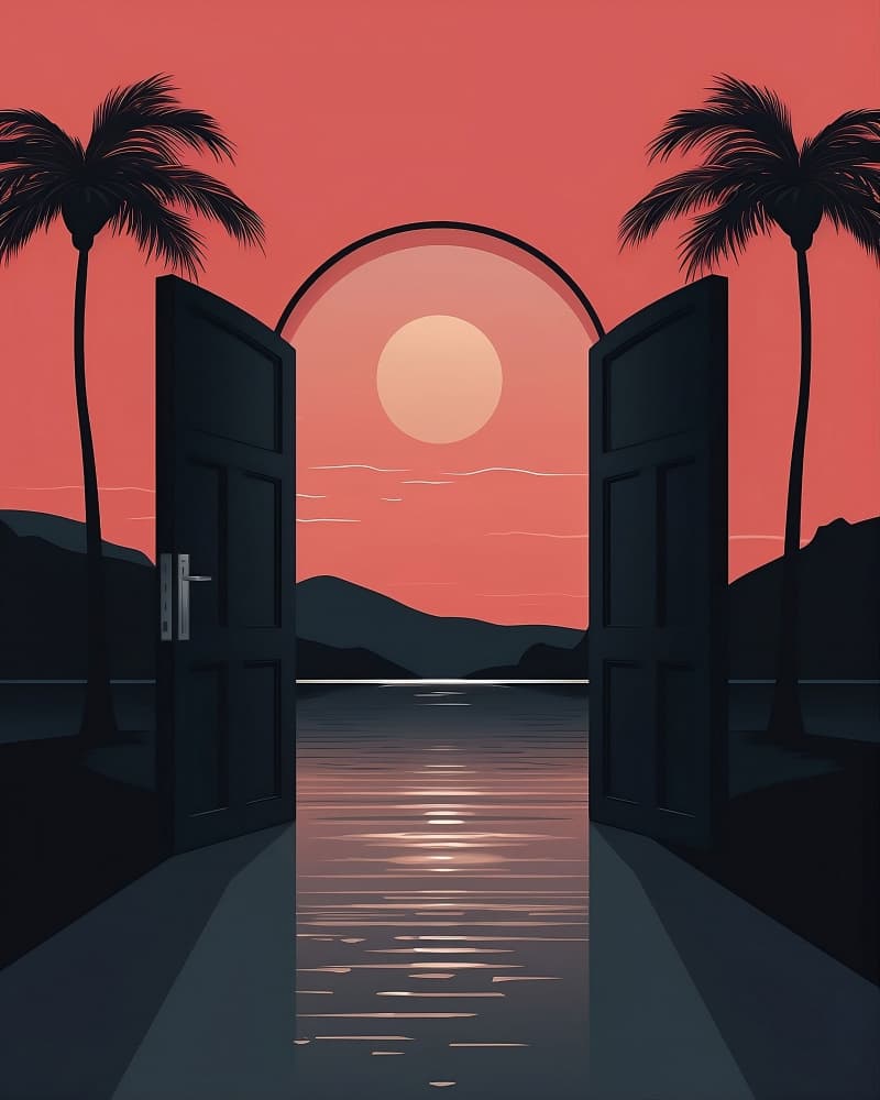 Tropical Sunset Gateway by Emiliano Deificus — canvas wall art