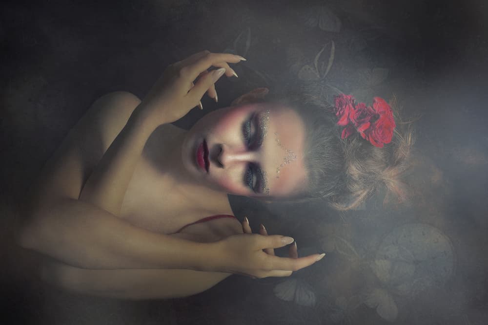 Mystic Red Flower Portrait by Adela  Lia Rusu — canvas wall art