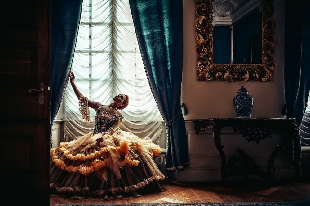 Elegant Woman Palace Window by Ruslan Bolgov — canvas wall art