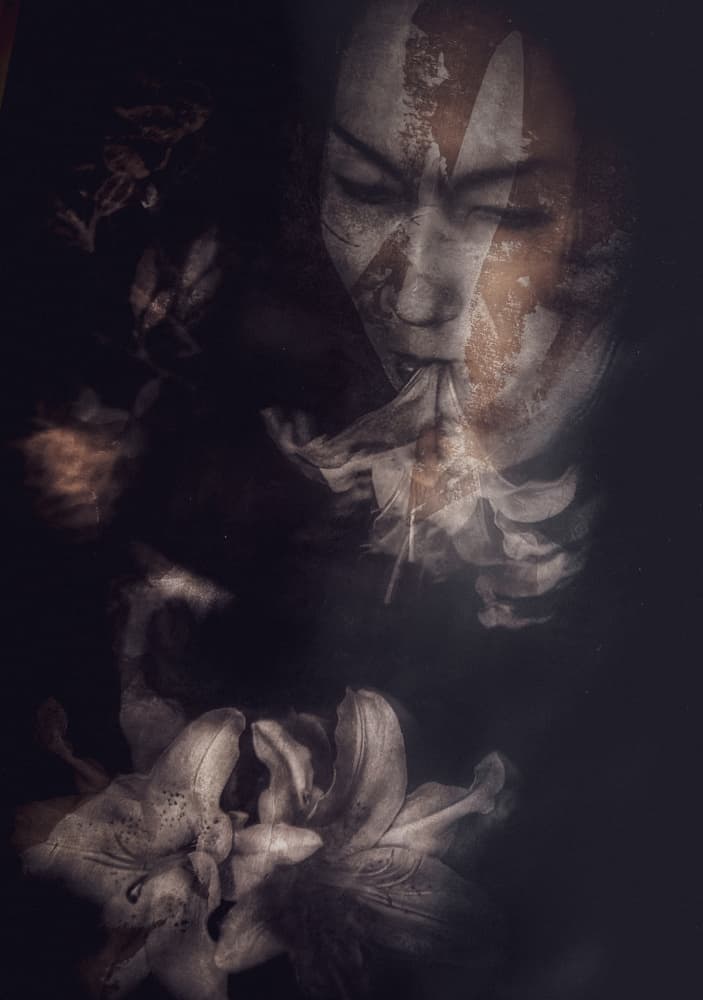 Ethereal Woman Lilies by Kurosaki Sangan — canvas wall art