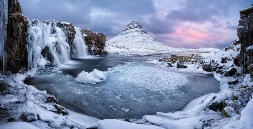 Icy Mountain Waterfall by Ivan Pedretti — canvas wall art