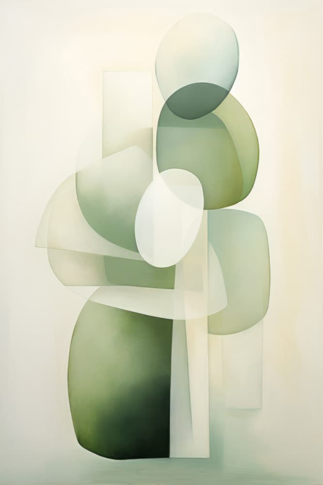 Green Beige Geo 1 by Bilge Paksoylu — canvas wall art