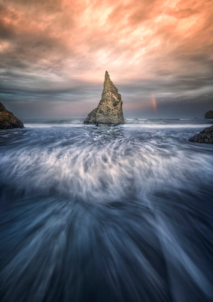 Orange Sky Sea Stack by Larry Deng APA — canvas wall art