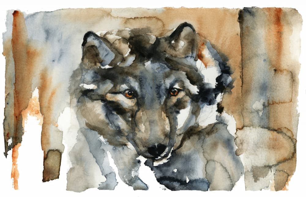 Wild Wolf Watercolor by RodMacIver — canvas wall art