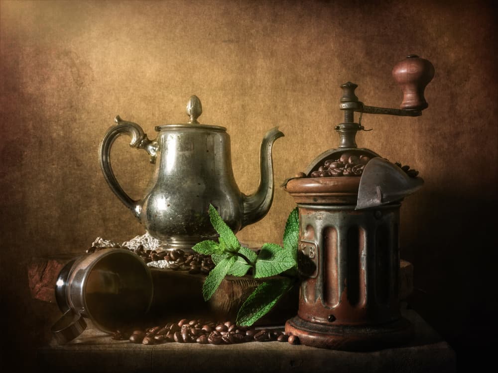 Rustic Coffee Grinder Teapot by Cristiano Giani — canvas wall art