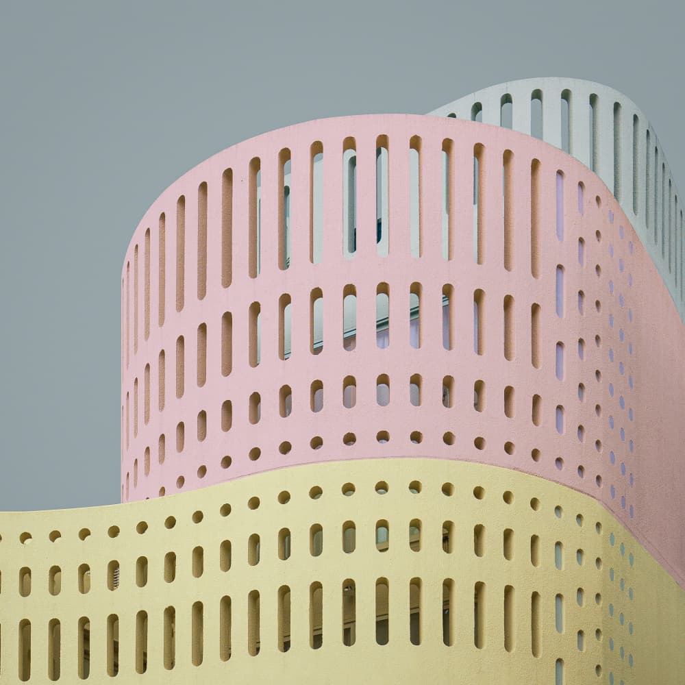 Pastel Curved Architecture by Shuchuan Liu — canvas wall art