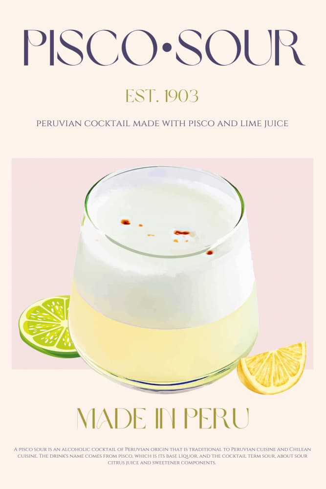 Peruvian Pisco Sour Cocktail by Nazma Khokhar — canvas wall art