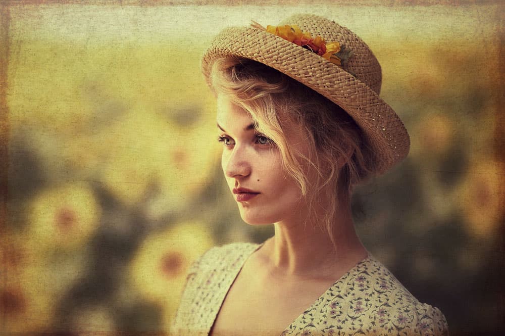 Dreamy Blonde In Straw Hat by kenp — canvas wall art