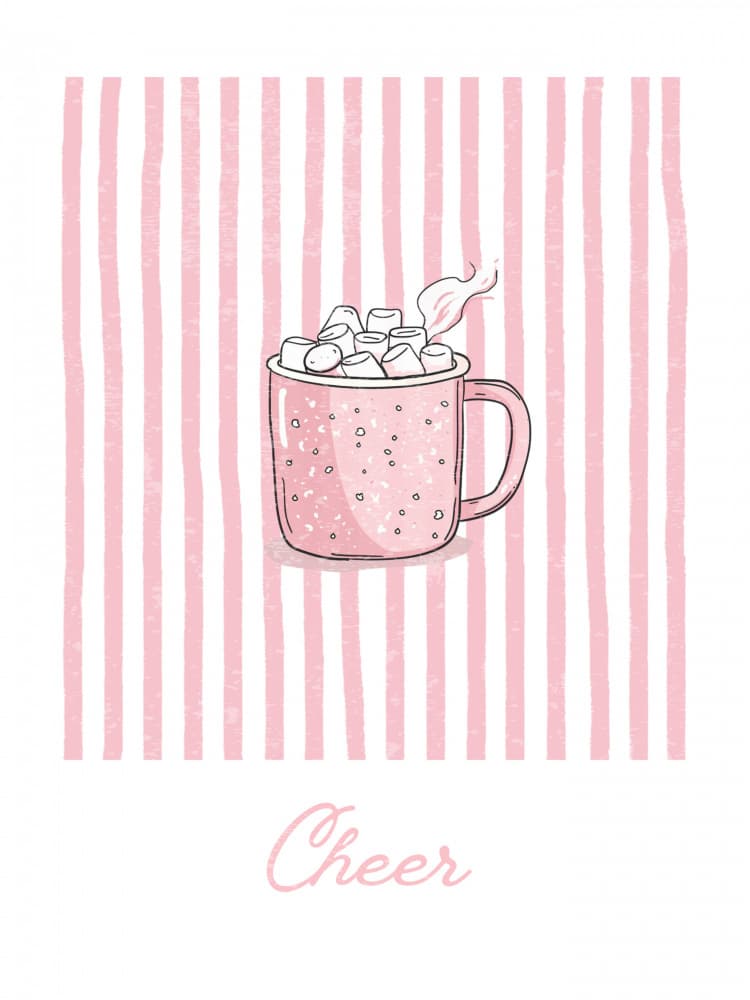 Cozy Pink Hot Cocoa by Jolly and Dash — canvas wall art
