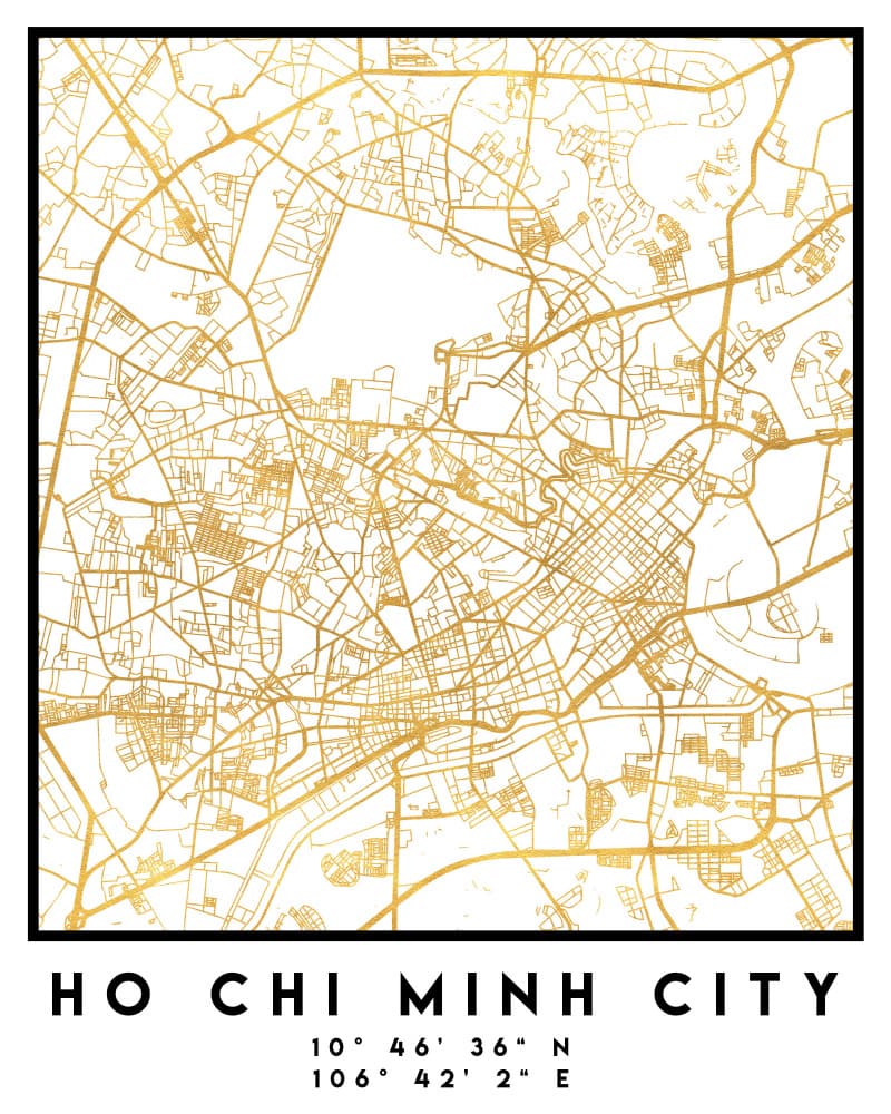 Ho Chi Minh City Gold Map by Emiliano Deificus — canvas wall art