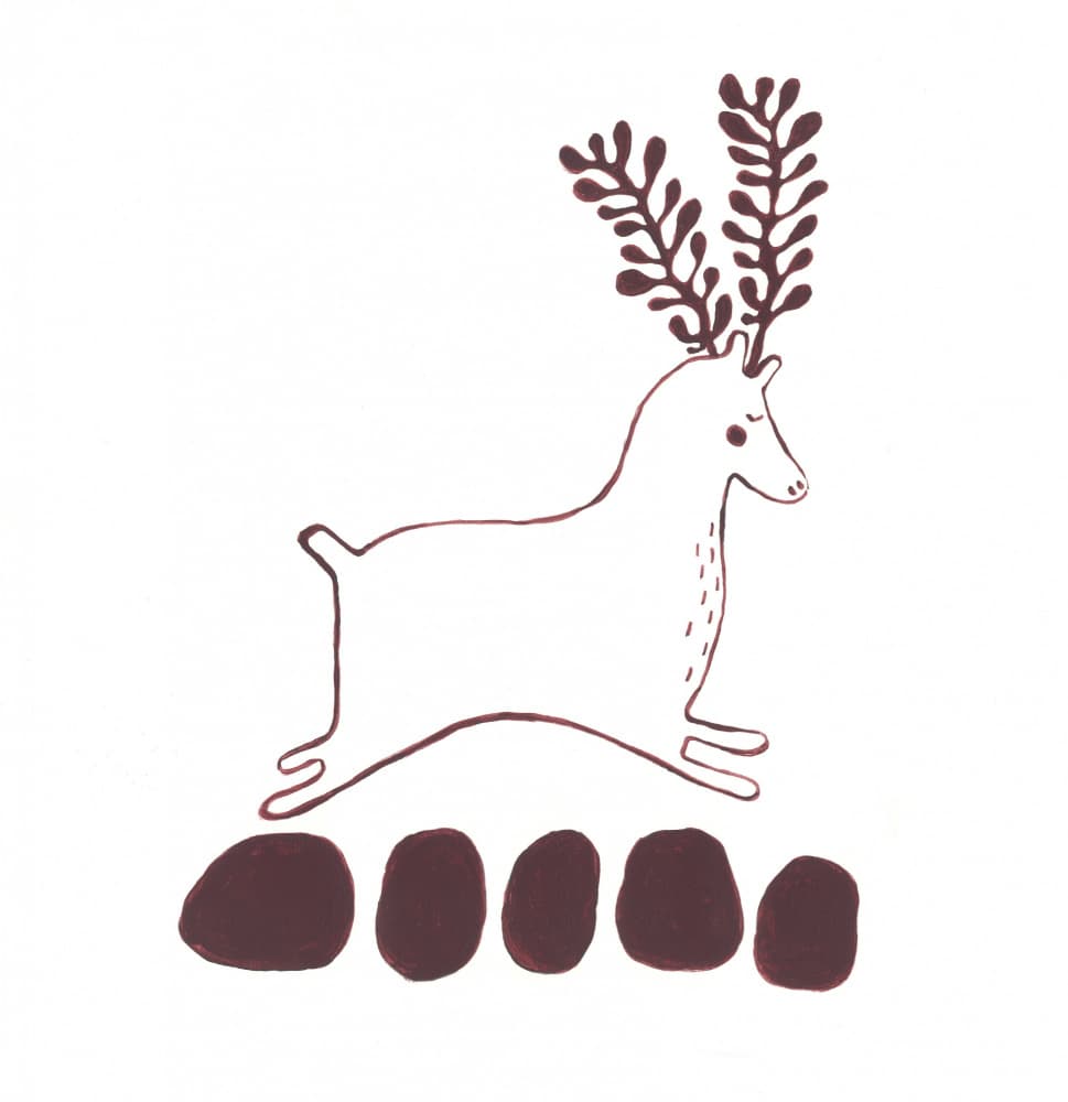 Folk Art Leaping Reindeer by Christina Heitmann — canvas wall art