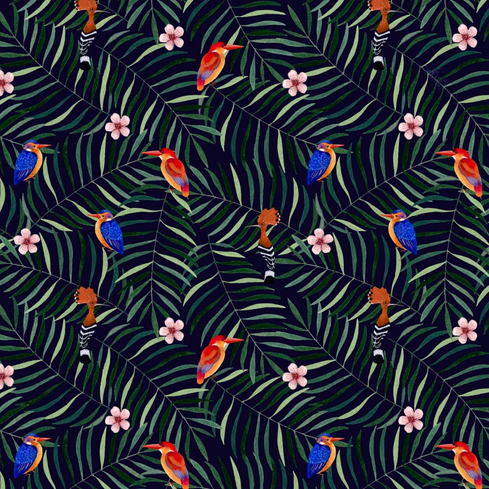 Exotic Jungle Birds by Julie Lesouef — canvas wall art