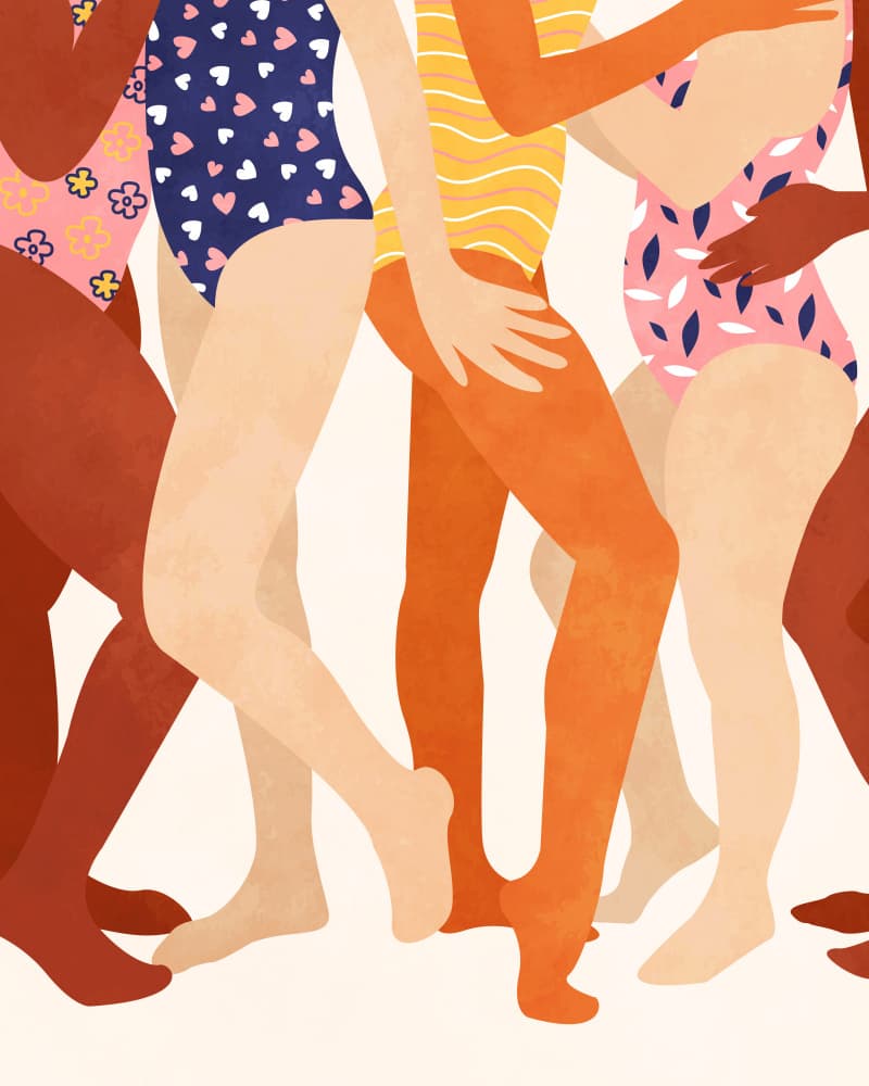 Diverse Women Swimsuits by Kintsugi99 — canvas wall art