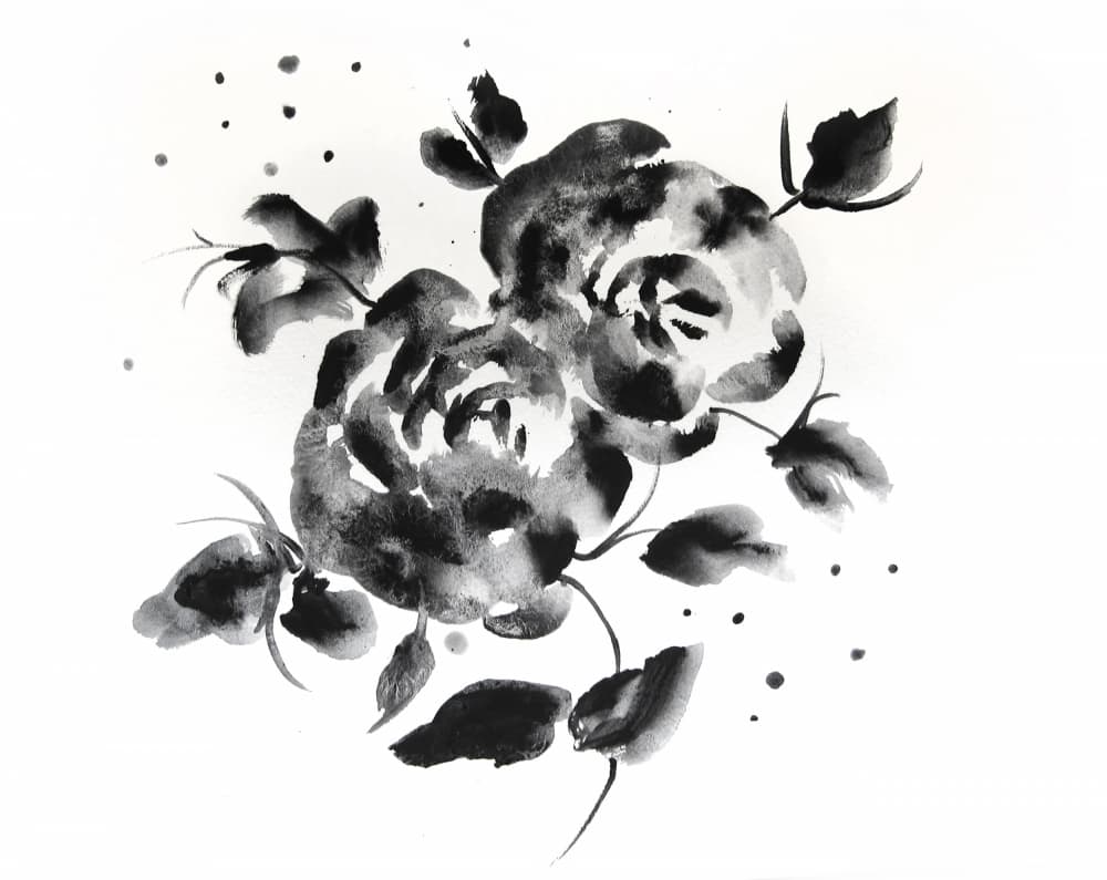 Elegant Ink Roses by Christine Lindstrom — canvas wall art