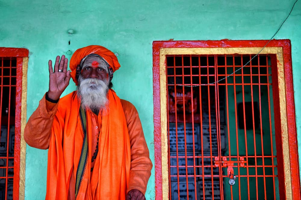 Orange Robe Sadhu by Avishek Das — canvas wall art