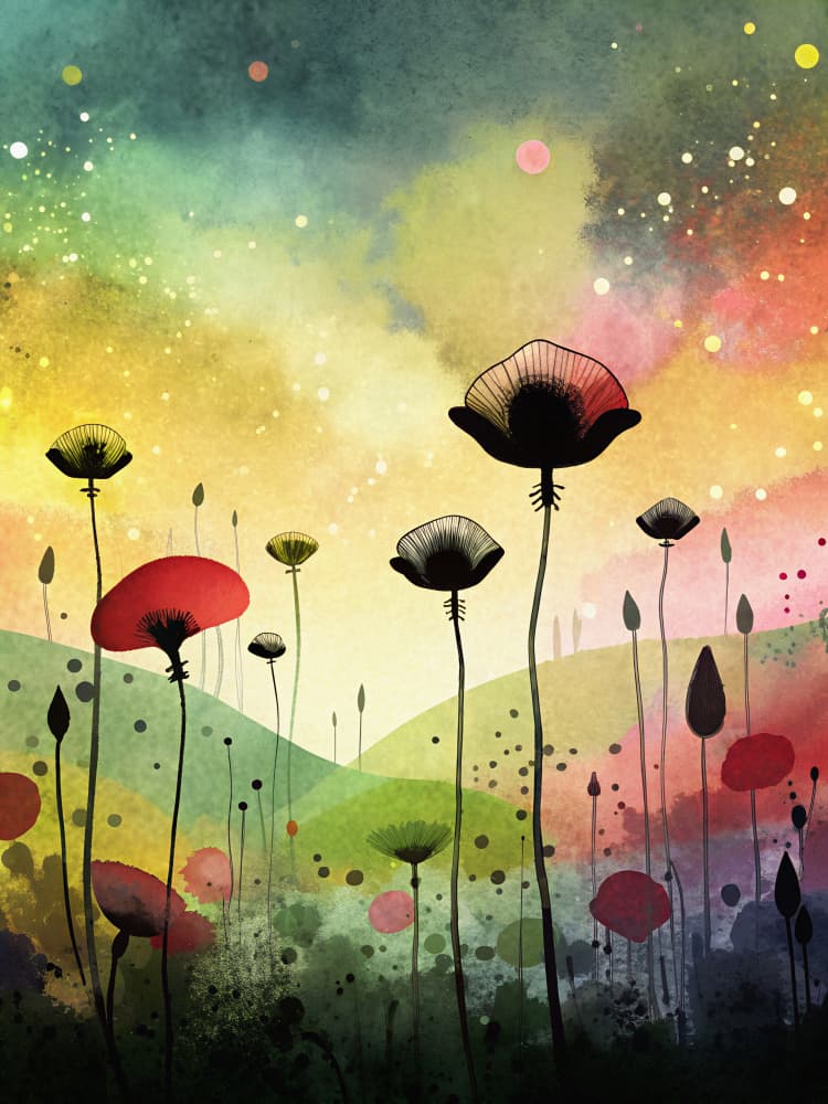 Vibrant Poppy Landscape by Miguel Bruzual — canvas wall art