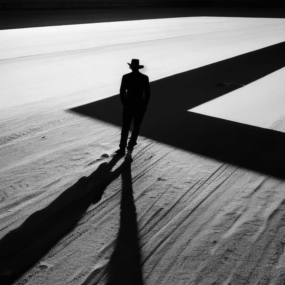 Lone Figure Long Shadow by INCOGNITO — canvas wall art