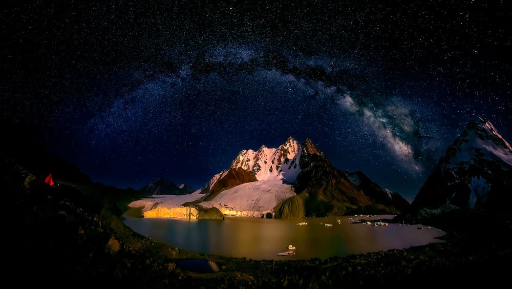 Starry Mountain Camping Night by Hua Zhu — canvas wall art