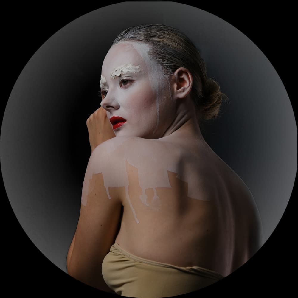 Enigmatic White Makeup Portrait by Itzik Rabinovitz — canvas wall art
