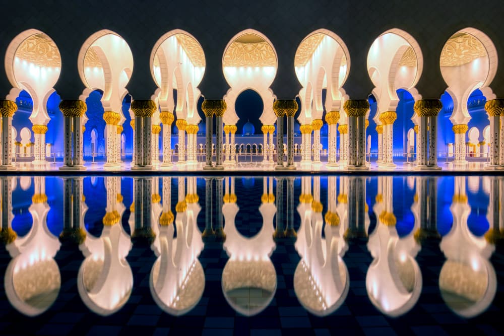 Illuminated Mosque Reflection by Judith Kuhn — canvas wall art