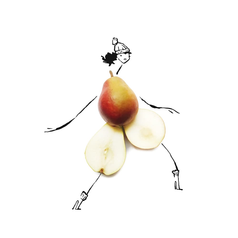 Dancing Pear Doodle by Gretchen Roehrs — canvas wall art