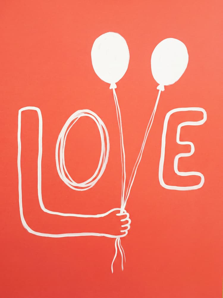 Hand Holding Love Balloons by Andreas Magnusson — canvas wall art