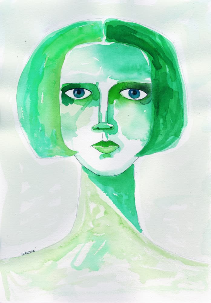 Modern Green Gaze by Sharyn Bursic — canvas wall art
