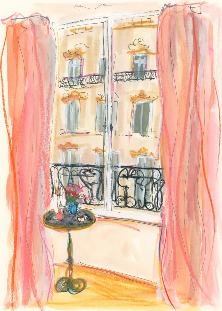 Paris Window View Illustration by Katharina Puritscher — canvas wall art