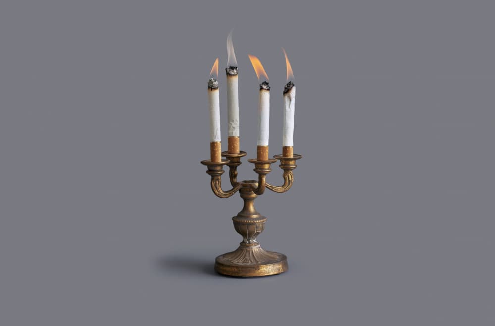 Burning Cigarette Candelabra by Artem Pozdniakov — canvas wall art
