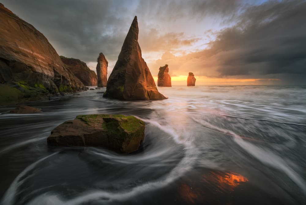 Dramatic Sea Stacks Sunset by Tim Fan — canvas wall art