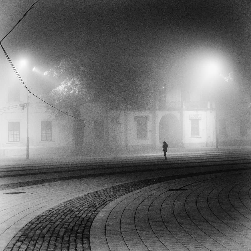 Misty City Solitude by Marchevca Bogdan — canvas wall art