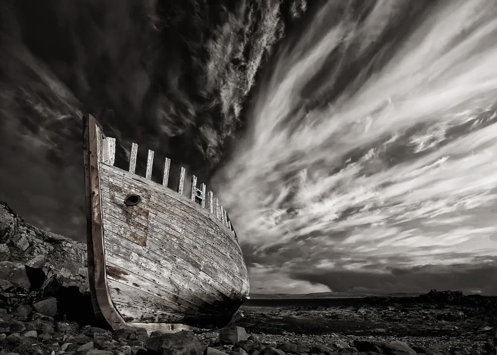 Shipwreck Under Stormy Sky by Þorsteinn H. Ingibergsson — canvas wall art