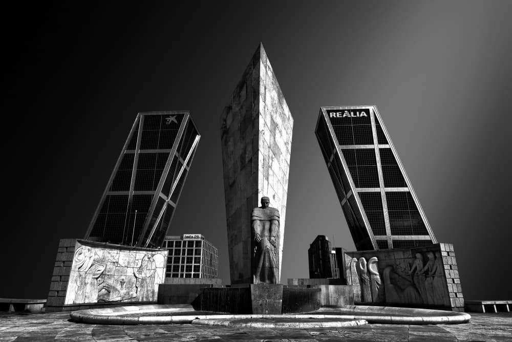 Madrid Leaning Skyscrapers by Jorge Pimenta — canvas wall art