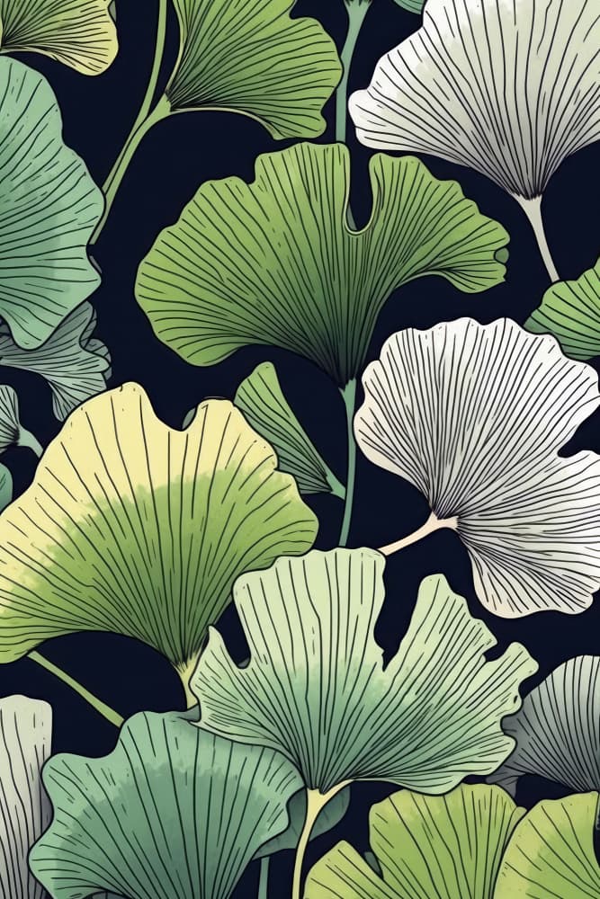 Green Ginkgo Leaves by Justyna Jaszke — canvas wall art