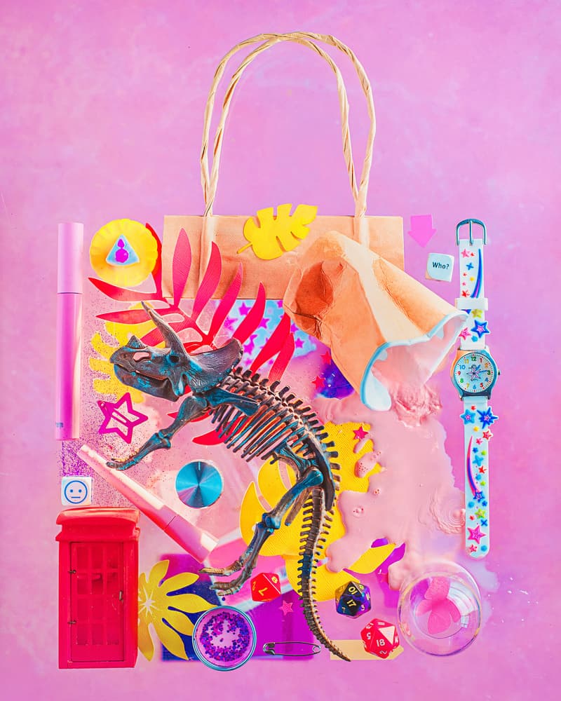 Pink Dino Playtime by Dina Belenko — canvas wall art