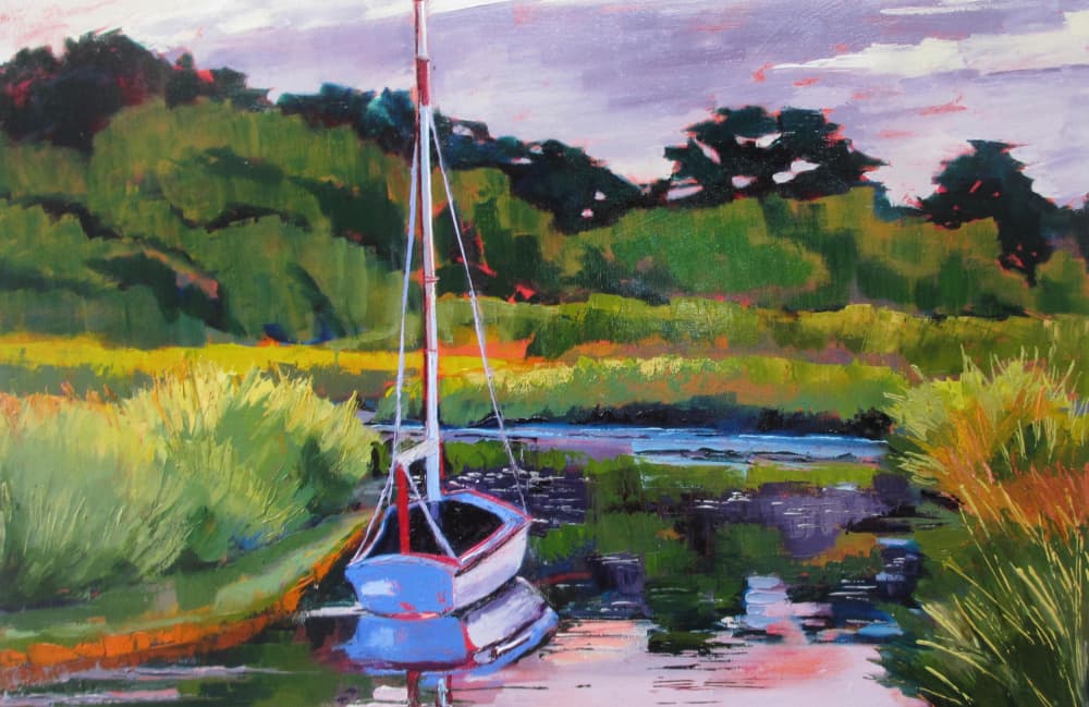 Tranquil Marsh Sailboat by Maxine Shore — canvas wall art