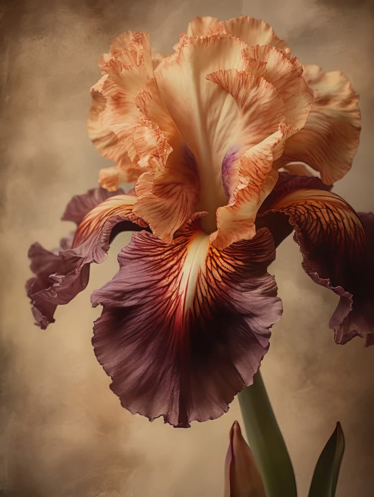Moody Iris Bloom by Bilge Paksoylu — canvas wall art