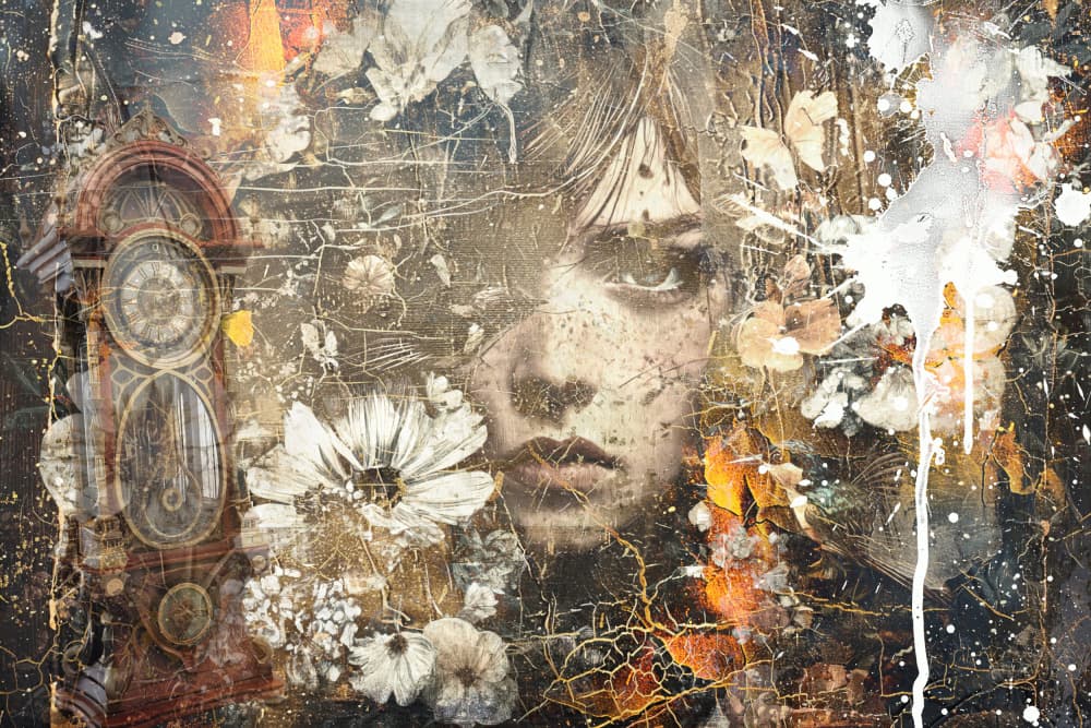 Vintage Floral Portrait by Rafal Kulik — canvas wall art