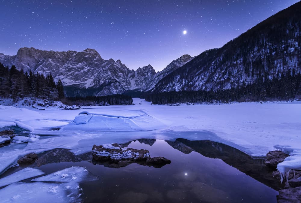 Frozen Mountain Night by Ales Krivec — canvas wall art