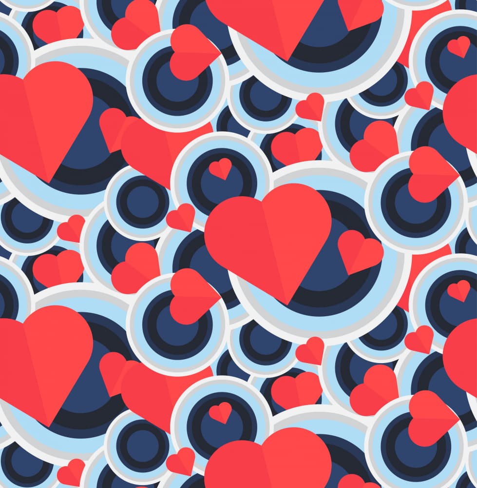 Modern Hearts and Circles by Marika Barsrsind — canvas wall art
