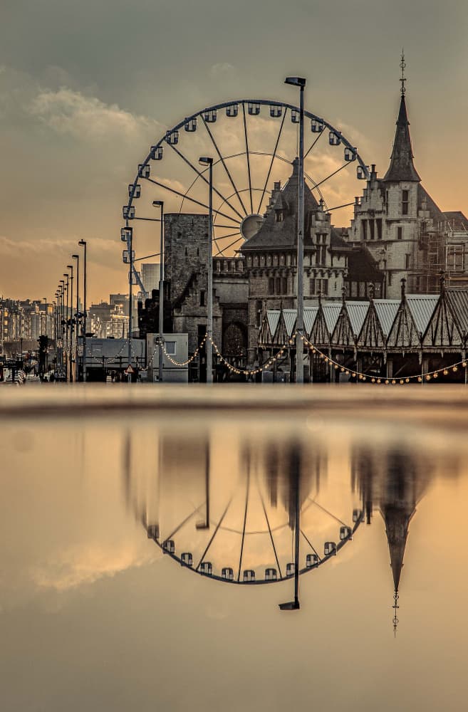 Ferris Wheel Golden Hour by erwin hodister — canvas wall art