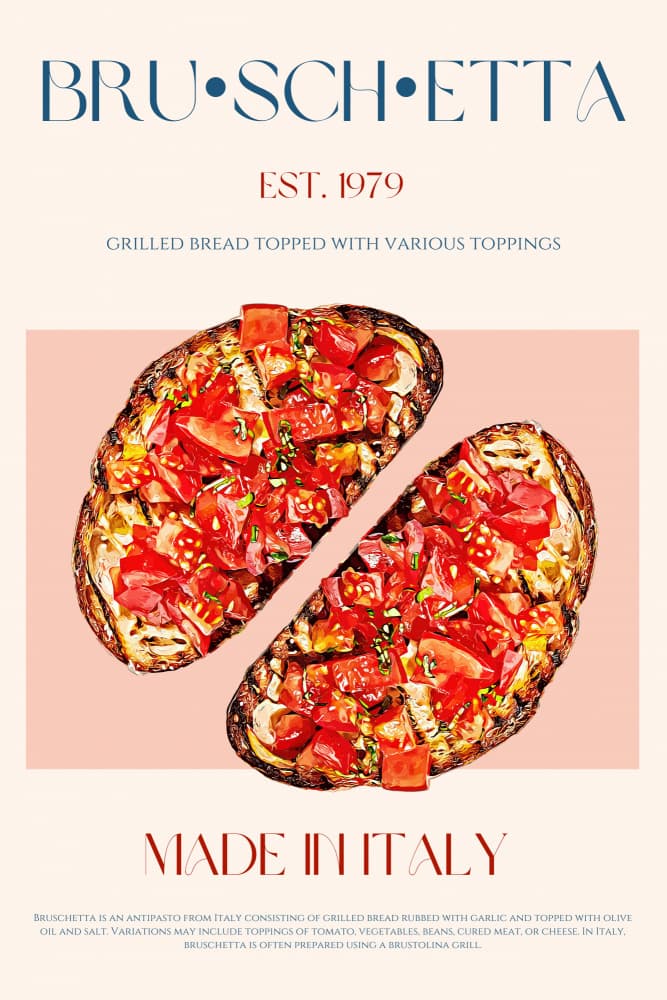 Authentic Italian Bruschetta by Nazma Khokhar — canvas wall art