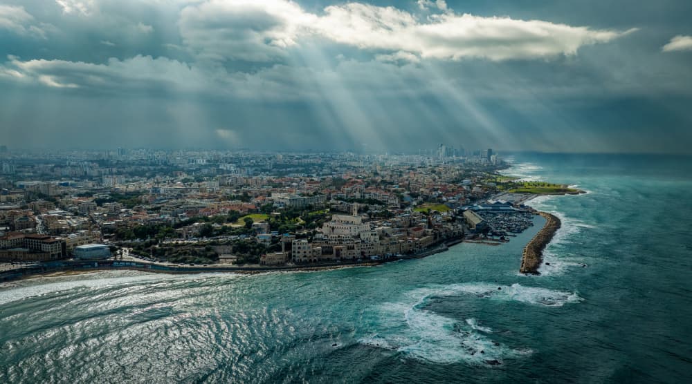Mediterranean City Sunrays by Ido Meirovich — canvas wall art