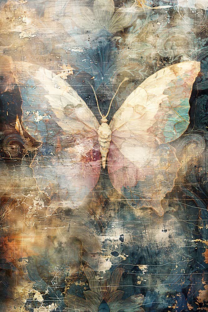 Dreamy Vintage Butterfly by Rafal Kulik — canvas wall art