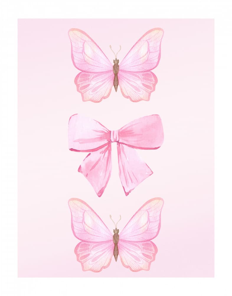 Pink Butterflies and Bow by Jolly and Dash — canvas wall art