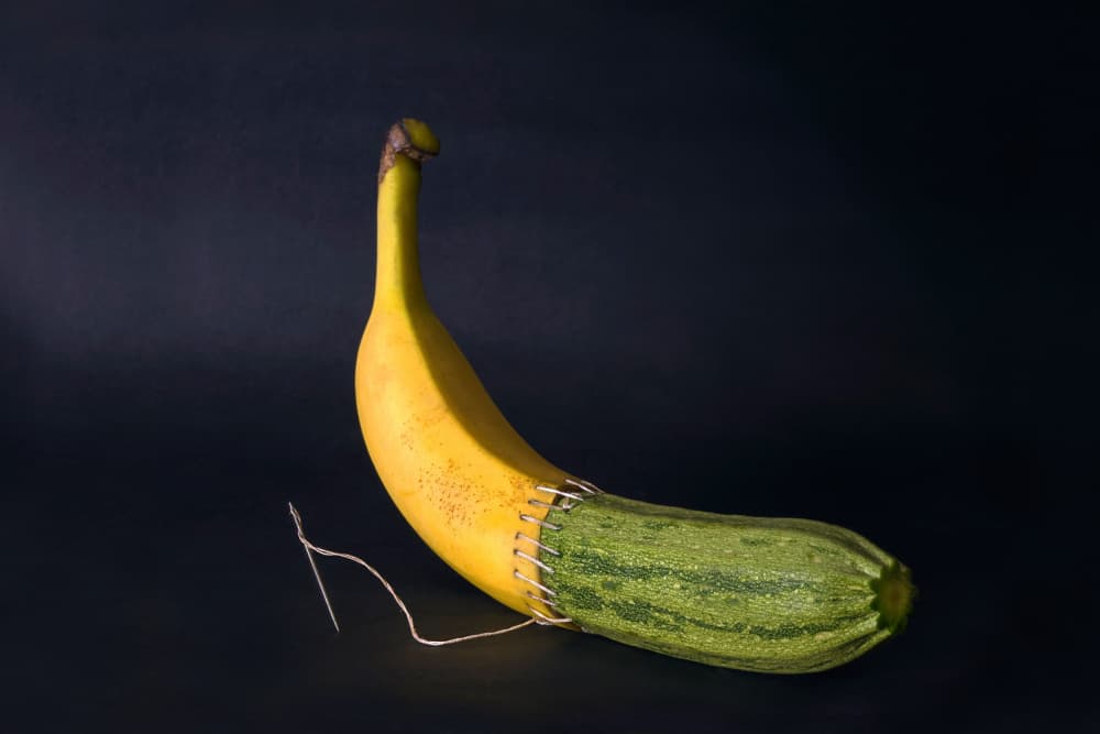 Banana Zucchini Stitch by Giorgio Toniolo — canvas wall art