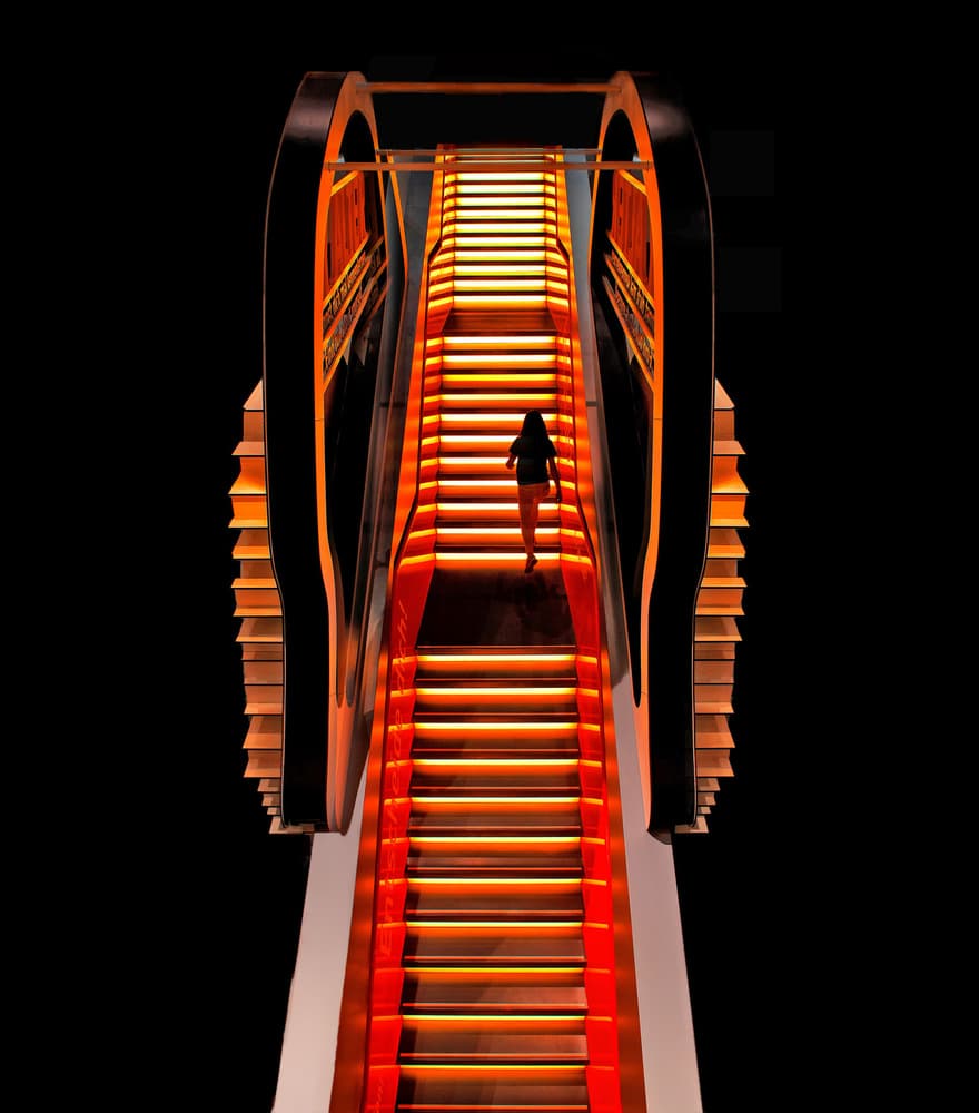 Glowing Orange Stairway by Anette Ohlendorf — canvas wall art