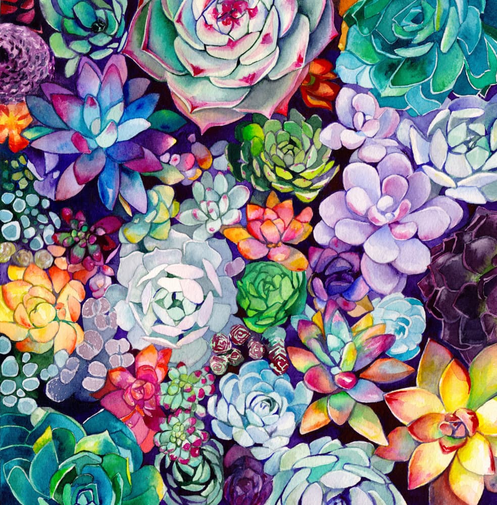 Vibrant Succulent Garden by Christine Lindstrom — canvas wall art