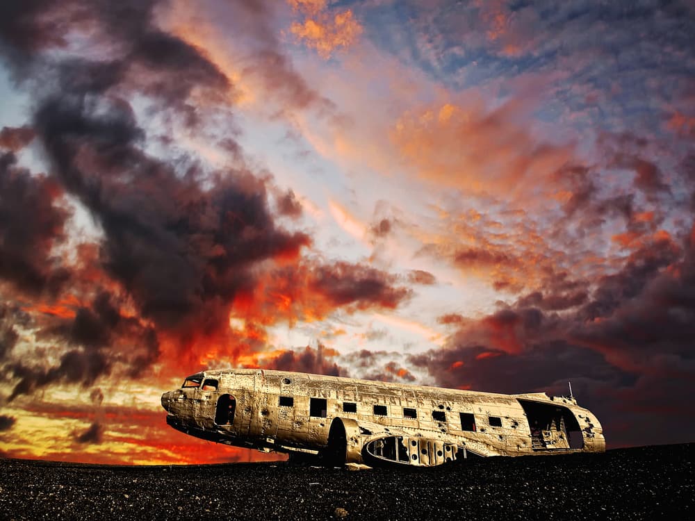 Sunset Plane Wreck by Þorsteinn H. Ingibergsson — canvas wall art