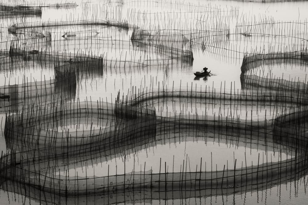 Solitary Fisherman Reflections by Ahmed Abdulazim — canvas wall art